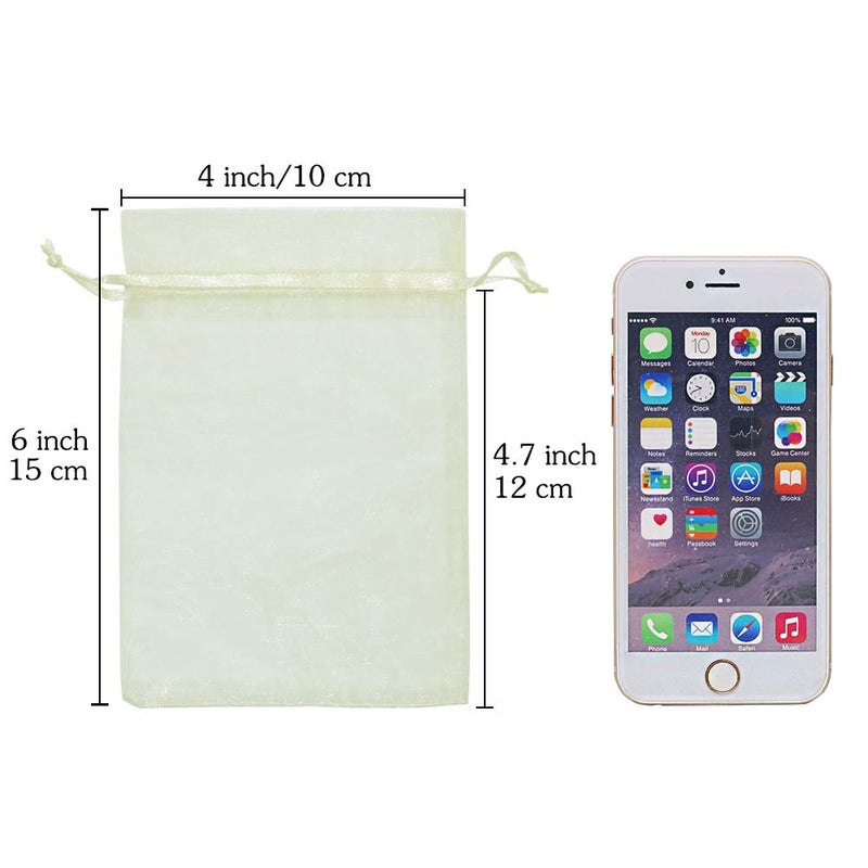 HRX Package Organza Bags 4x6 inch 100pcs, Mesh Jewelry Pouches Candy Drawstring Gift Bags Small Sachet for Christmas Wedding Giveaways (pastel yellow) - Image 2